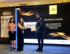 Índia – Excelência na educação: ‘Don Bosco College’ de Bangalore recebe prêmio por "Ambiente de trabalho extraordinário"