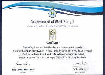 Índia - O Governo de Bengala Ocidental homenageia o colégio "Don Bosco Mirik"