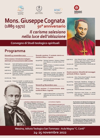 Italia – Convegno di studi teologico-spirituali su Mons. Giuseppe Cognata. “Il carisma salesiano nella luce dell’oblazione”