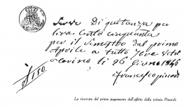 Włochy – Potwierdzenie zapłaty z 1846 roku : dowód na utworzenie nowego oratorium w domu Pinardiego