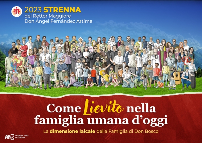 RMG – Cento personaggi rappresentano la Famiglia di Don Bosco nel poster della Strenna 2023