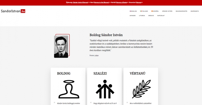 Węgry – Została odnowiona strona internetowa poświęcona bł. Stefanowi Sándorowi, salezjaninowi