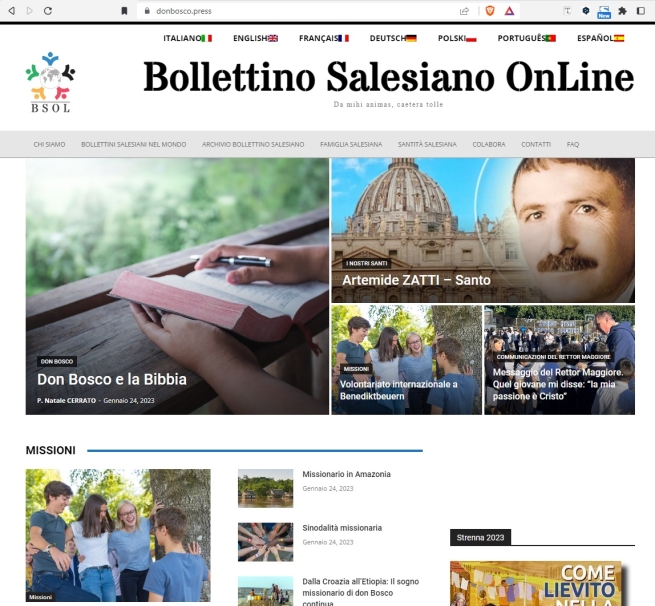 RMG – 31 de janeiro de 2023: nasce oficialmente o "Boletim Salesiano OnLine" (BSOL)