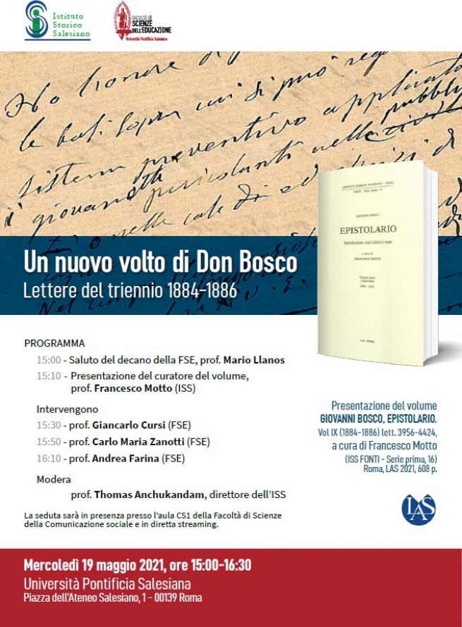 Italia – Domani, la presentazione del IX volume dell’edizione critica dell’Epistolario di Don Bosco