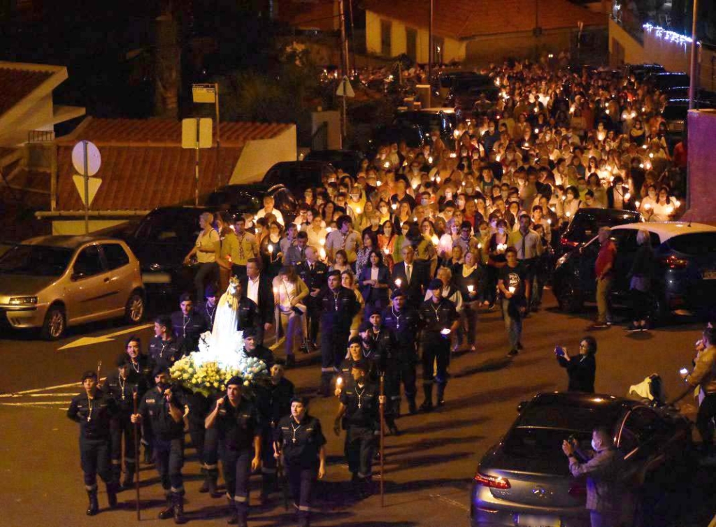 Portugal Procession of Our Lady of Fatima in Funchal with the faithful