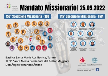 Italia - El sueño misionero de Don Bosco y de Madre Mazzarello continúa: el domingo 25 de septiembre tendrá lugar el envío de la 153ª Expedición Misionera Salesiana